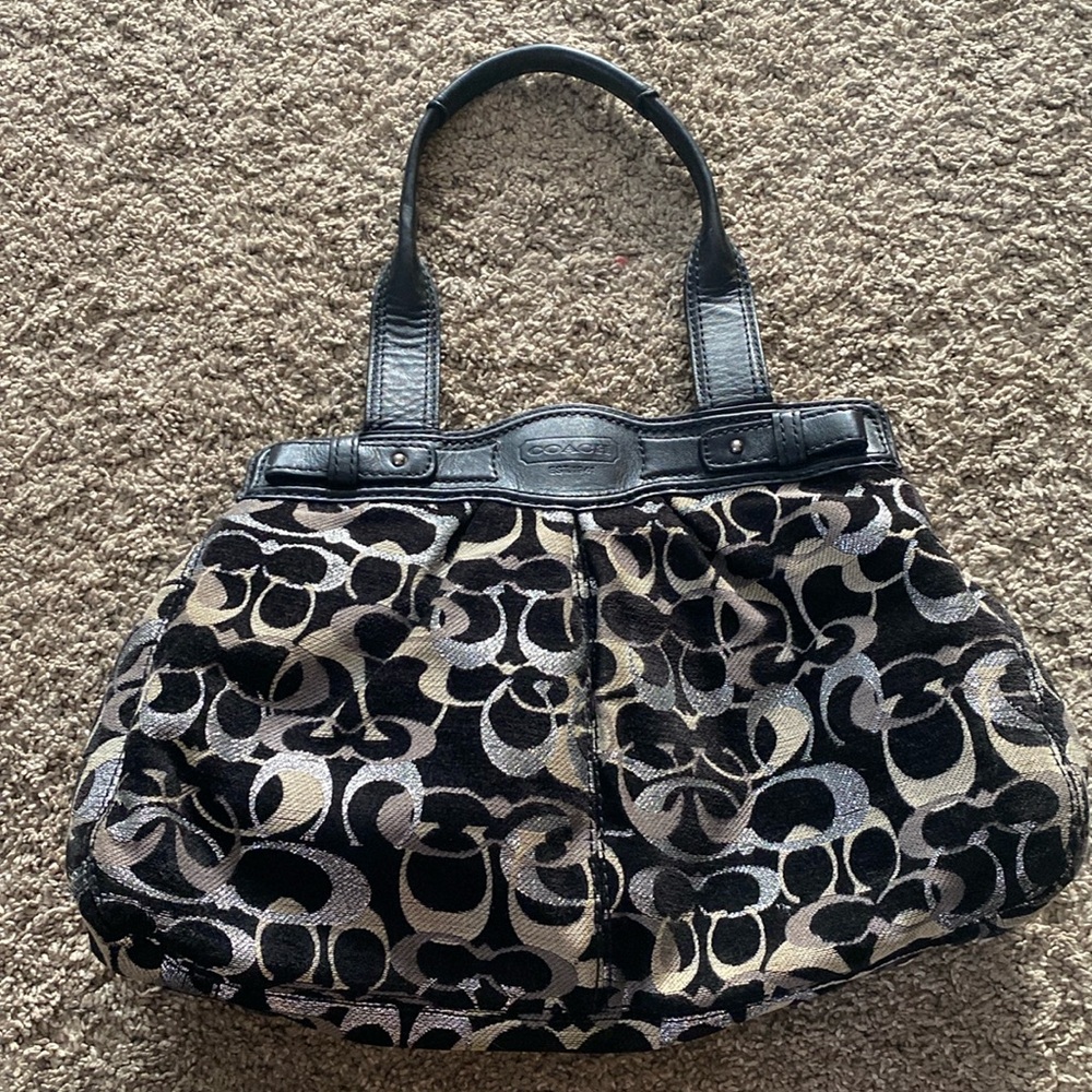 Coach Mia Optic Black and Silver Carryall
